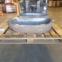 Aufsatzwaschbecken aus Flussstein, Unikate, 80-100 cm, für Badgestaltung, von FINDLING, natürliche Steinoptik, handgefertigt