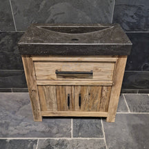 Teakholz Badezimmermöbel mit Waschtisch, RINCA, glatter Badezimmerschrank mit zwei Türen, 86x45x80 cm, modernes Design