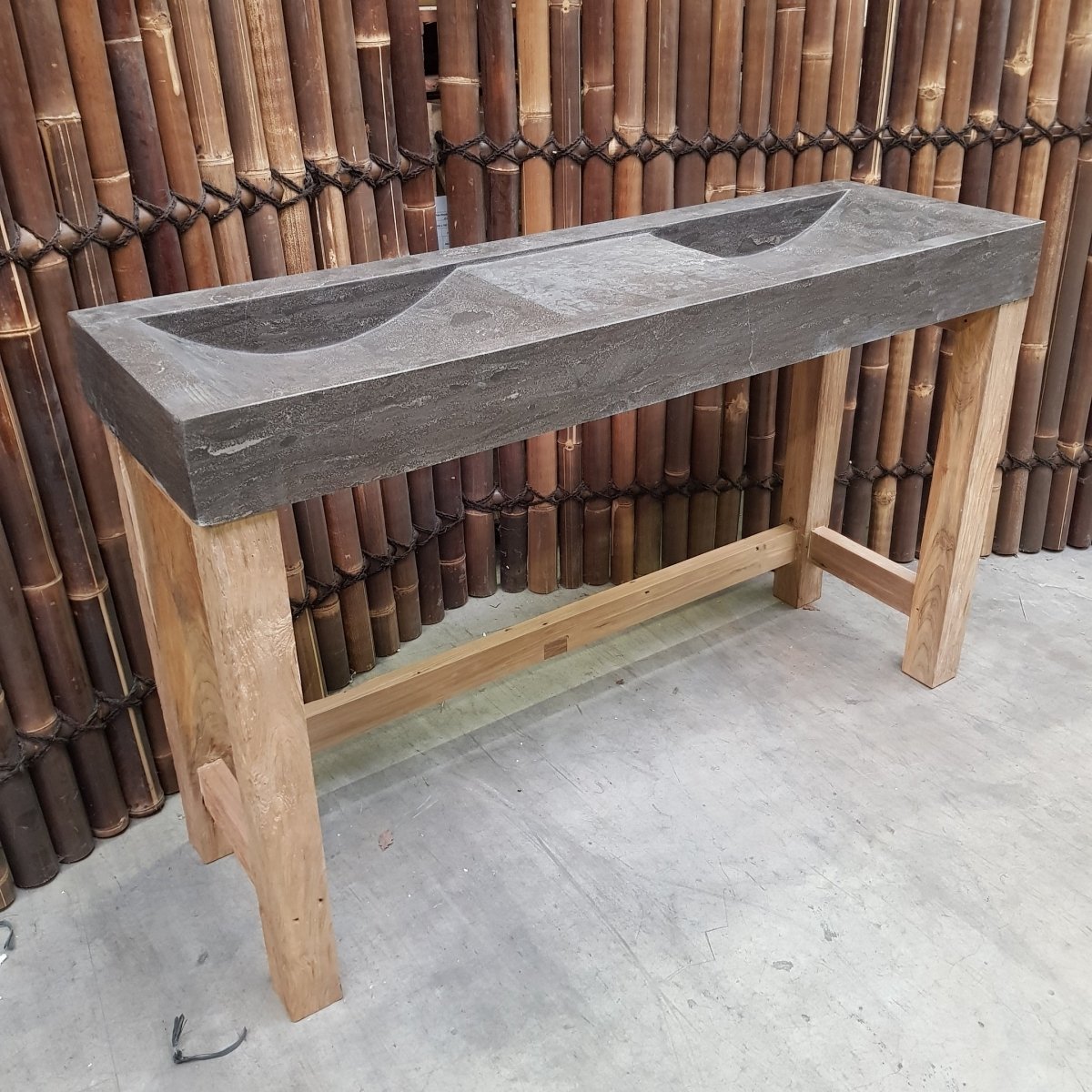 Teak Badezimmermöbel mit Doppelwaschtisch | 150x47x88 cm | Natur pur