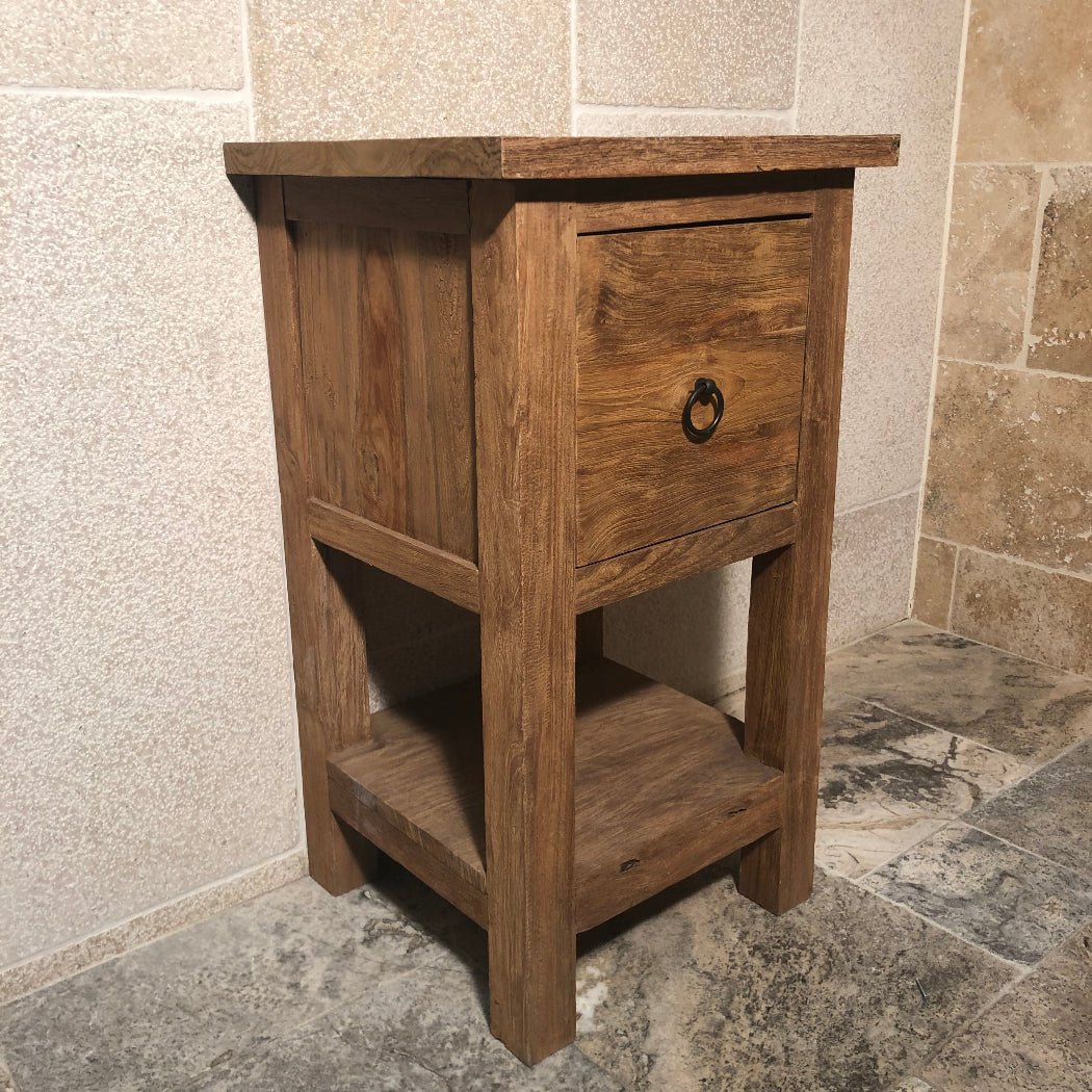 Kleiner Bantam Teakholz-Badmöbel Unterschrank für Gäste-WC oder Bad, stilvolle Badgestaltung, sichtbare Holzstruktur