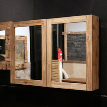 Spiegelschrank Badspiegel aus recyceltem Teakholz in verschiedenen Größen, modernes Design für Badgestaltung, MALAYA