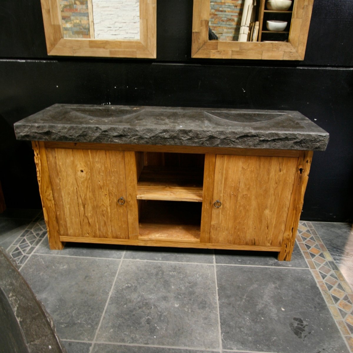 Waschtischunterschrank Teakholz | 170 x 55 x 88 cm | Natürliches Massivholz | Model 1