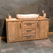 Moderner Murasi Badezimmer-Unterschrank in Holzoptik, 160 x 50 x 80 cm, für stilvolle Badgestaltung