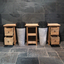 Badezimmermöbel mit Standwaschbecken von Sumba, 214x40x80 cm, moderne Badgestaltung aus nachhaltigen Materialien