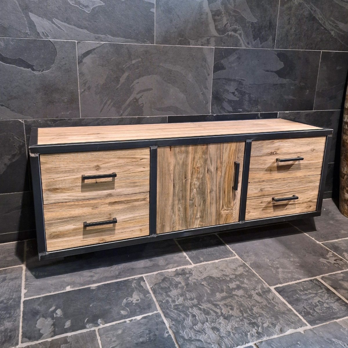 Hängeschrank mit Spiegel aus Teakholz für Badezimmer, Badgestaltung, Model 7, von Metal Look, moderne Badmöbel, stilvoll und funktional