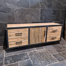 Hängeschrank mit Spiegel aus Teakholz für Badezimmer, Badgestaltung, Model 7, von Metal Look, moderne Badmöbel, stilvoll und funktional