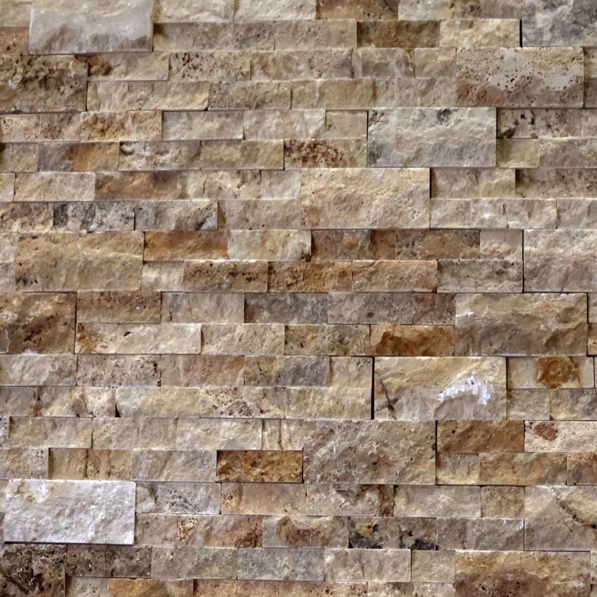 Naturstein Verblender aus Travertin Scabas Antik Gold mit Blockmuster, dekoratives Wandpaneel für wohnliche Räume