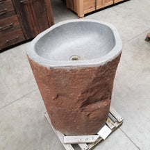 Standwaschbecken aus Flussstein, 57x49x90 cm, Rhodos Badgestaltung mit natürlicher Steinoptik und robustem Design