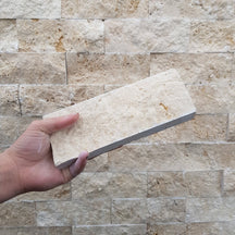 Muster Naturstein Verblender aus Travertin, 20 x 7,5 x 1-3 cm, dekoratives Muster für Wandverkleidung