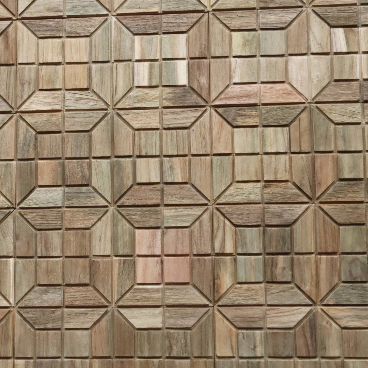 Holzverblender aus Teakholz von RETRO, natürliche Holzmaserung, handgefertigt, ideal für stilvolle Innenraumgestaltung