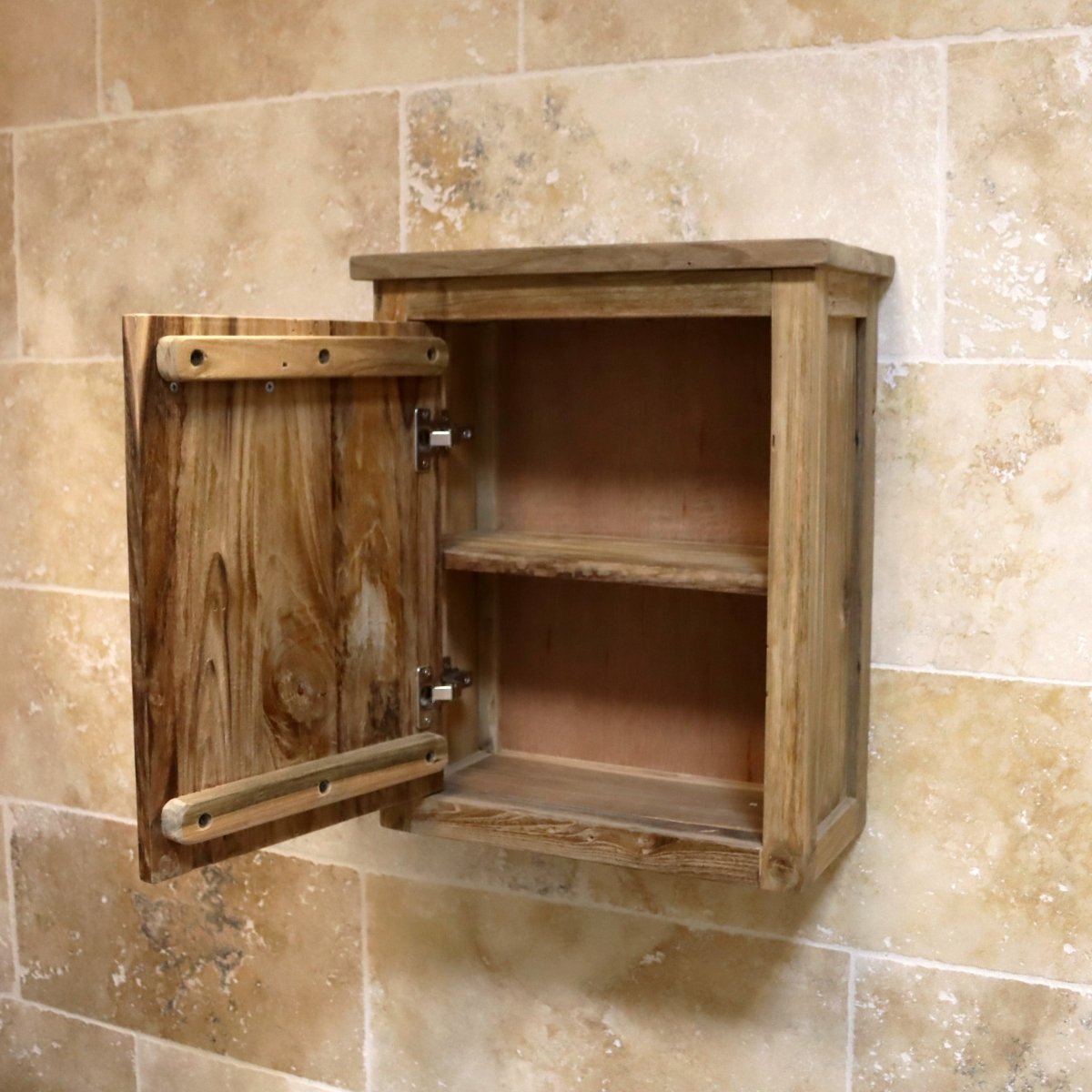 Wandregal aus Teakholz, 48x23x58 cm, naturbelassen, praktisches Badregal von Gamai, für stilvolle Badgestaltung