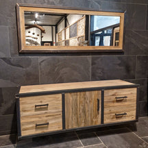Hängeschrank mit Spiegel aus Teakholz für das Badezimmer, Badgestaltung, Model 7, von Metal Look