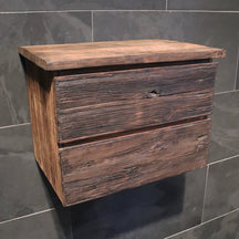 Hängeschrank aus Teakholz von RIAU, 65x48x44 cm, modernes Badmöbel mit stilvoller Badgestaltung, sichtbare Holzstruktur