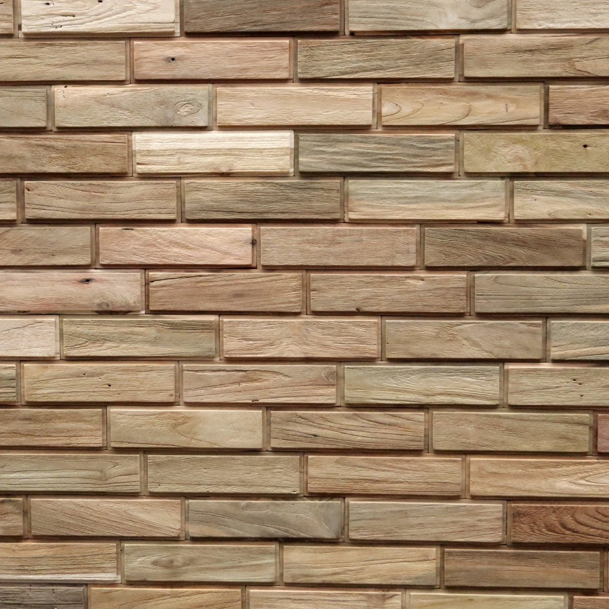 Holzverblender aus Teakholz, 21x6 cm, von BRICK, zeigt die texturierte Oberfläche und Naturholz-Optik.